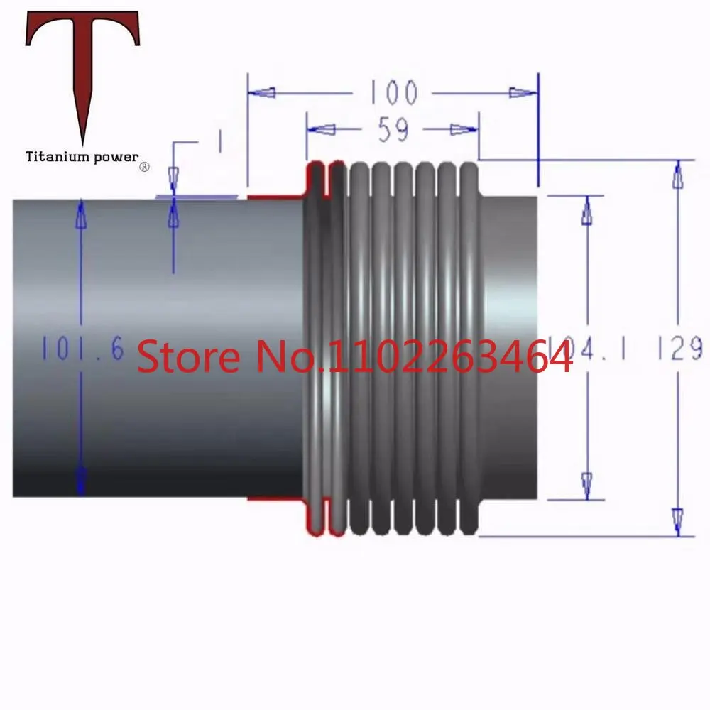 

1.77" Gr2 titanium exhaust bellows flex connector coupling joint