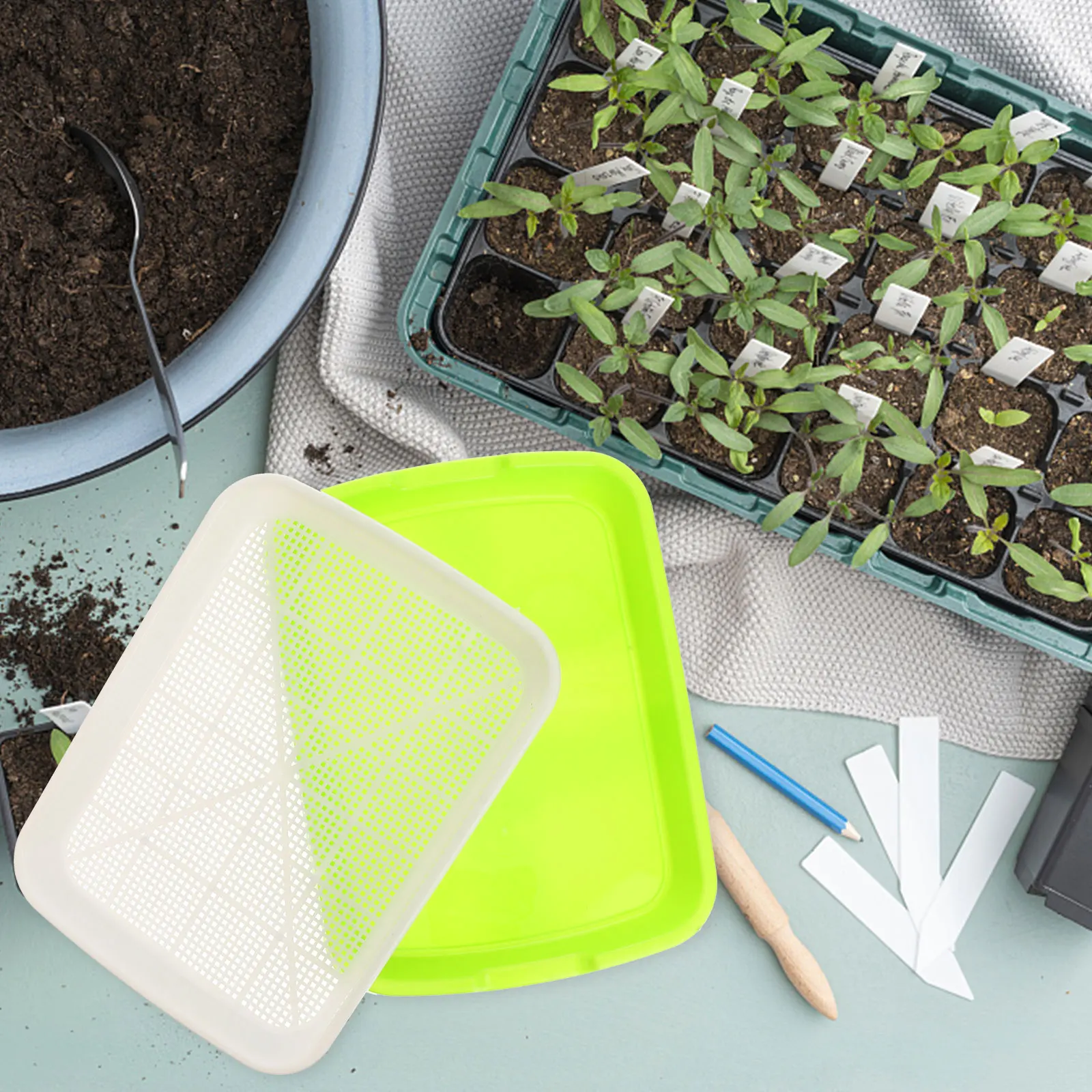 

4 set Seed Sprouter Tray Water Planting Soiless Nursery Storage PP Material Densely Holes Easy Rooting Multiple Seeds