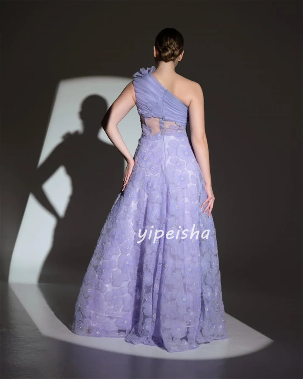 تخصيص أزياء عالية الجودة اليدوية زهرة مطرزة ألف خط واحد الكتف فساتين طويلة فساتين مناسبة مخصصة رائعة