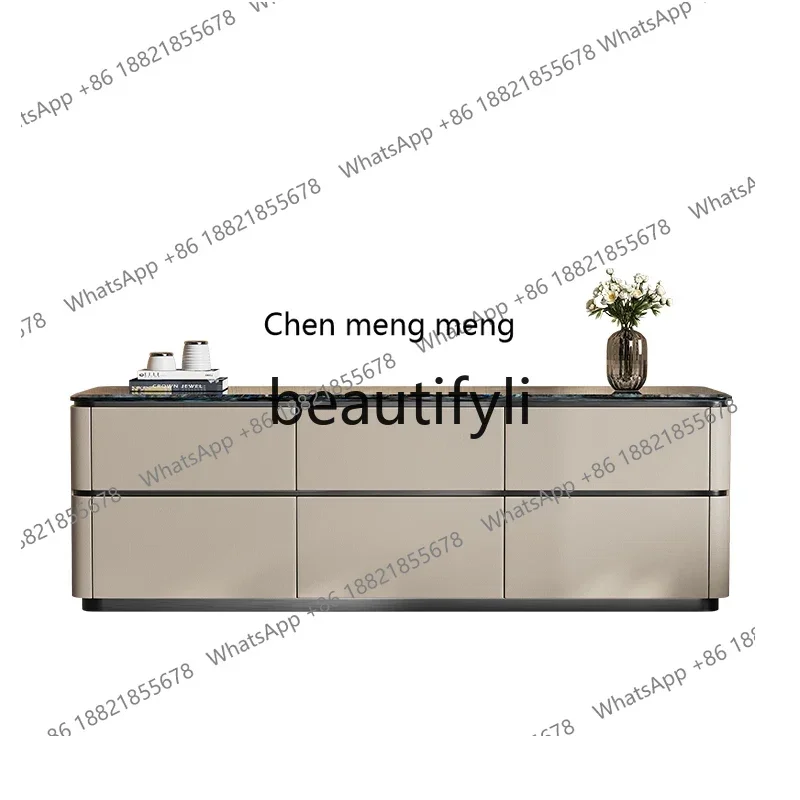 

C Italian minimalist TV cabinet, living room floor storage locker, light luxury marble TV cabinet