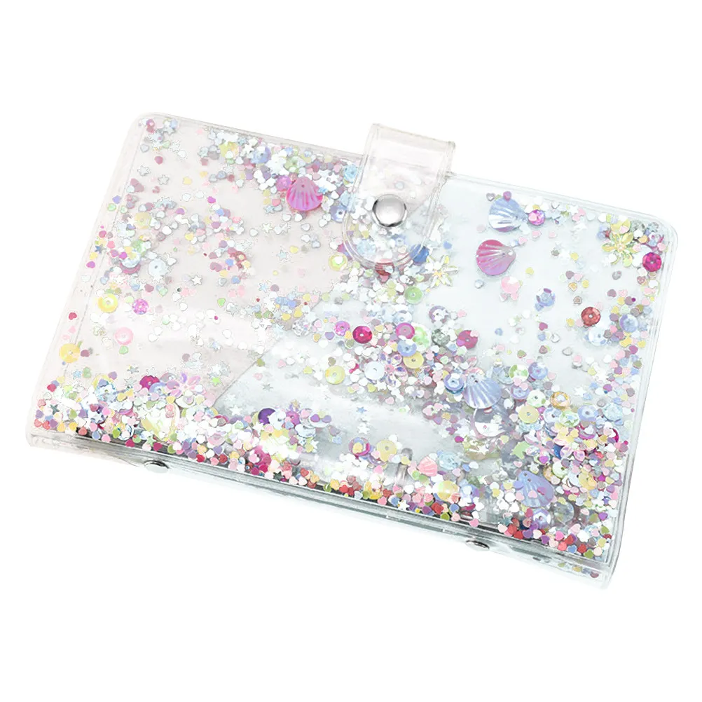 High-Grade PVC Loose-Leaf Journal Cover Clear Sequin Binder Planner Shell Notepad Cover Replacement Shell for Binders Portable