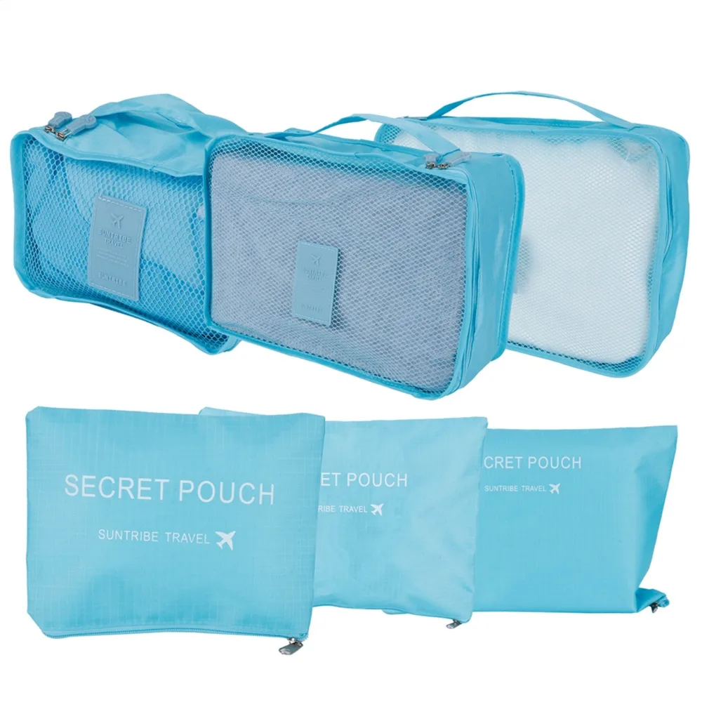 Lightweight Storage Bag Set Blue Oxford Cloth Packing Organizer Compression Design Foldable Travel Organizer Travelling