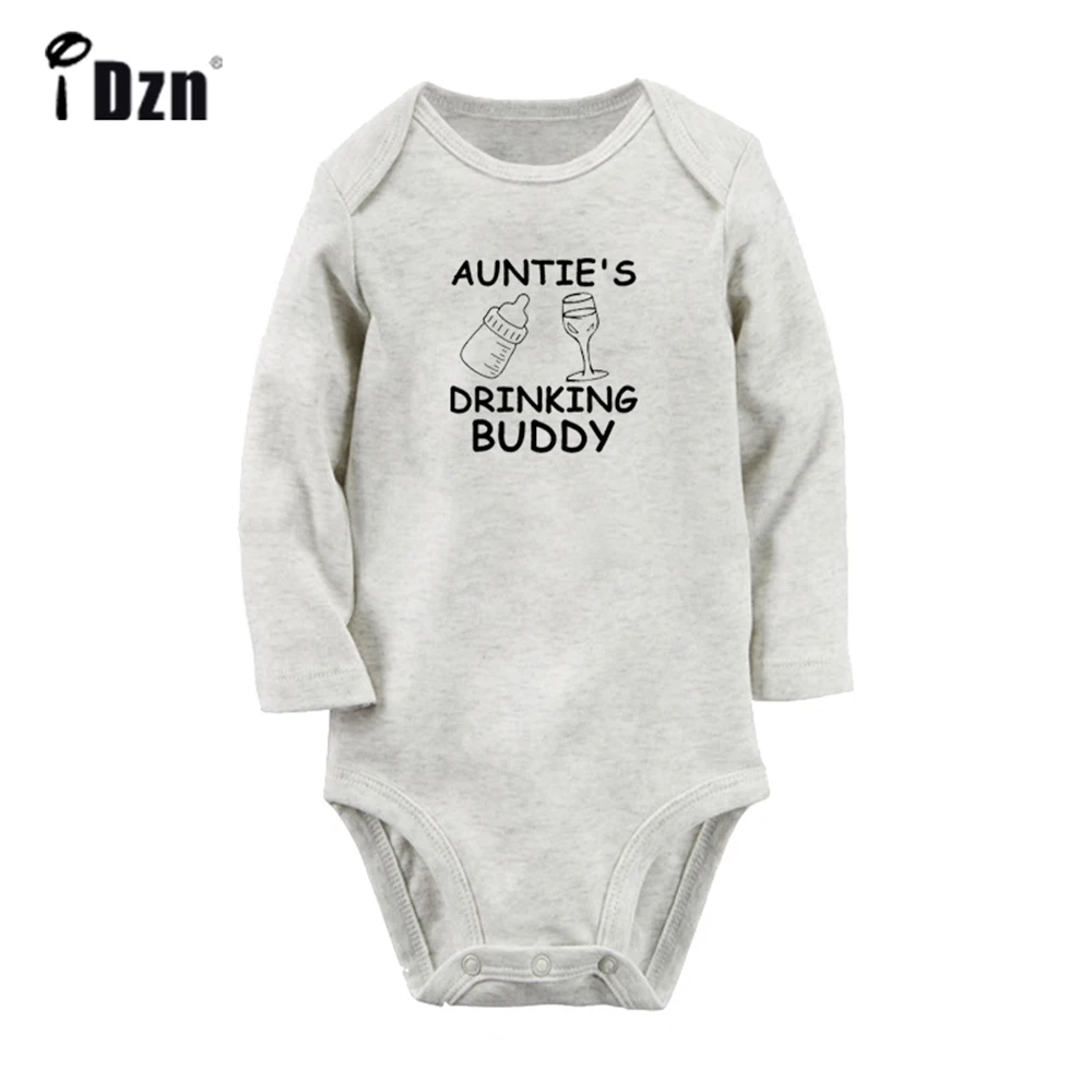 Auntie's Drinking Buddy - My Aunt is The Best Cute Baby Rompers Baby Boys Girls Fun Print Bodysuit Infant Long Sleeves Jumpsuit