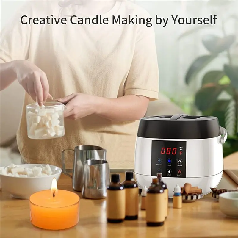 AEE4-Candle Making Wax Melting Pot,Wax Melter For Candle Making,LED Temperature Display For Adults Beginner,Soy Wax US Plug