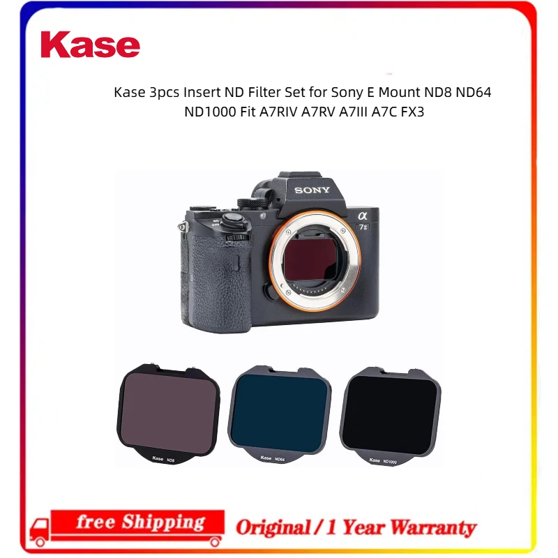 Kase 3in1 Clip-in ND Filter Kit Built-in Camera Sensor Protection ND3 ND6 ND10 Stops For Sony E Mount Mirrorless Landscape Video