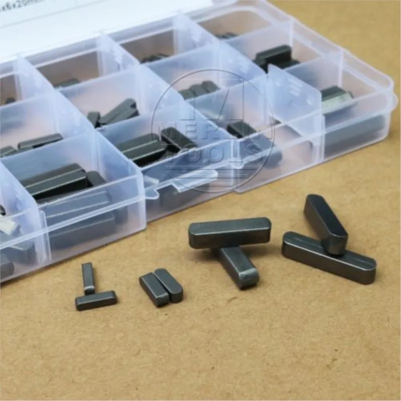 【Box Assortment】Parallel Key Carbon Steel Black Oxide Round Ended Feather Key Drive Shaft Parallel Keys 3 4 5 6mm Assortment Kit