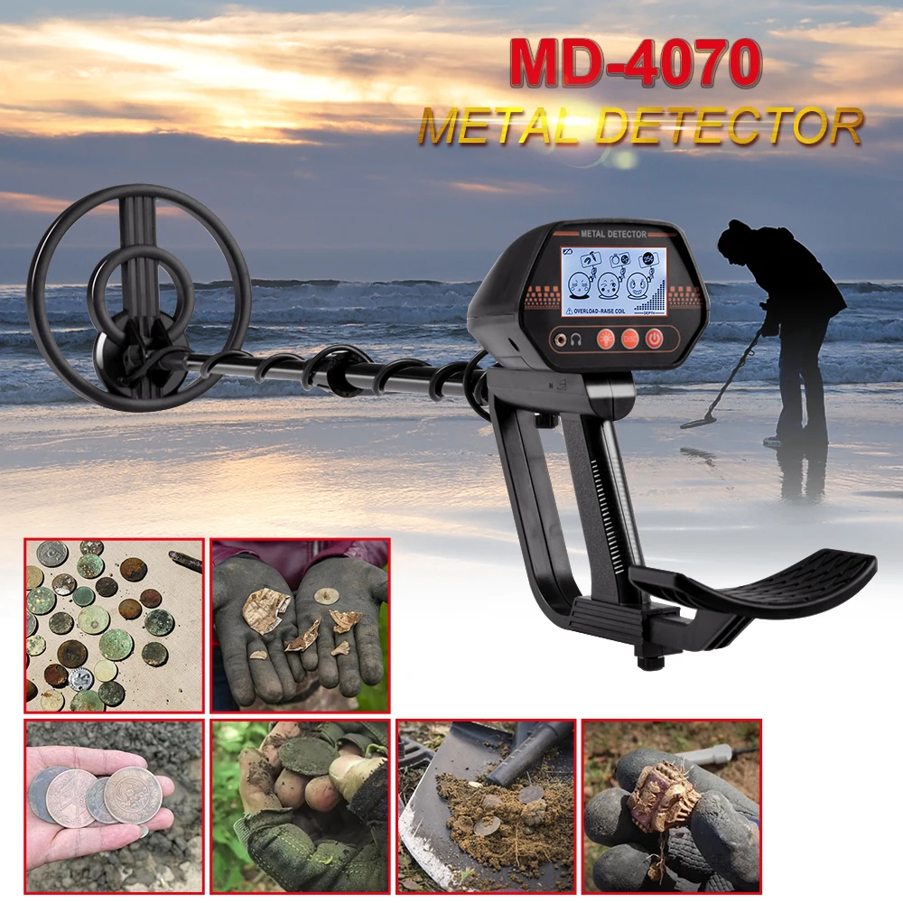 Kids Metal Detector MD-4070 with LCD  Gold Digger Treasure Hunter Adjustable Sensitivity Waterproof Search Coil Detect All Metal