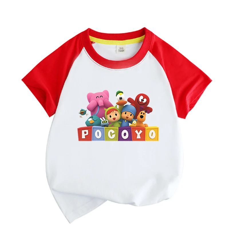 POCOYOES t-shirt per bambini estate top ragazze ragazzi manica corta bambino morbido t-shirt abbigliamento coreano per bambini 2024