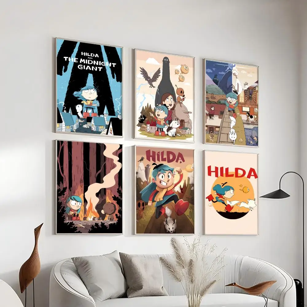 

H-Hilda Cartoon Girl Anime Poster HD Art Sticky Wall Waterproof Home Living Room Bedroom Bar Aesthetic Decoration Gift