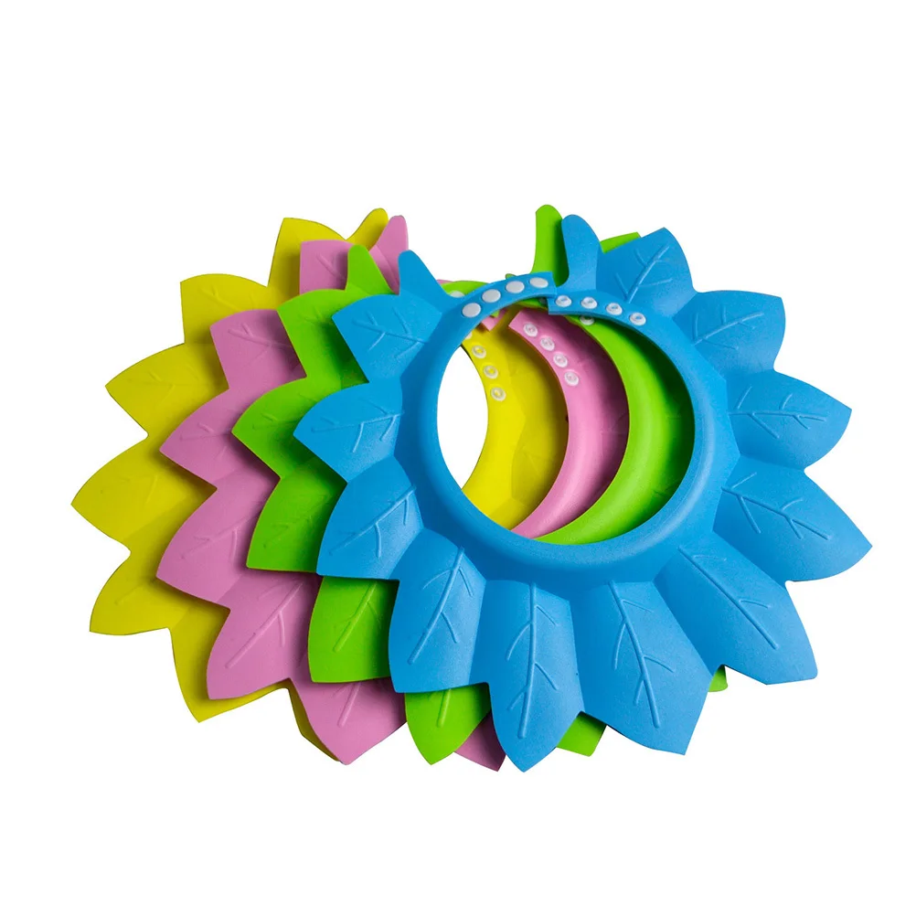 قطعة واحدة من قبعة الدش على شكل ورقة شجر قابلة للتعديل للأطفال حديثي الولادة، ناعمة ومرنة وخفيفة الوزن لحماية أذن العين من 3 إلى 6 سنوات باللون الأخضر