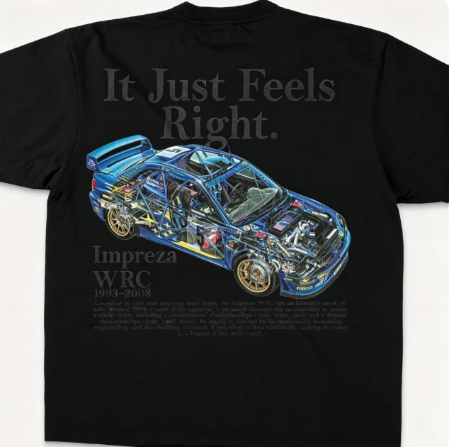 2026 Men Vintage Rally Car Graphic T Shirt Back Print Oversized Crewneck Streetwear Tee