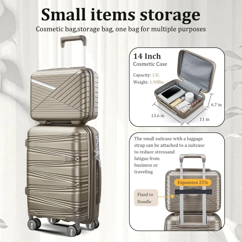 4 Piece Spinner Wheel Luggage Set, TSA Approved Expandable Hardshell Suitcase, Lightweight Travel Family Set for Men and Women