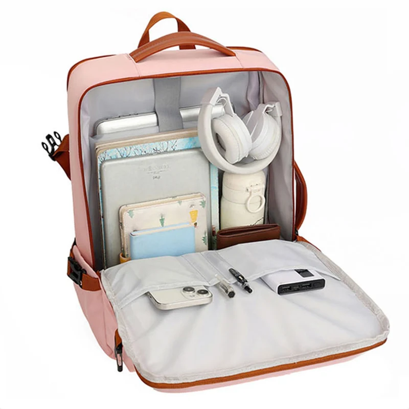 Women Backpack Business Computer Rucksack Waterproof Knapsack with USB Charging and Scalable Outdoor Large Capacity Travel Bag