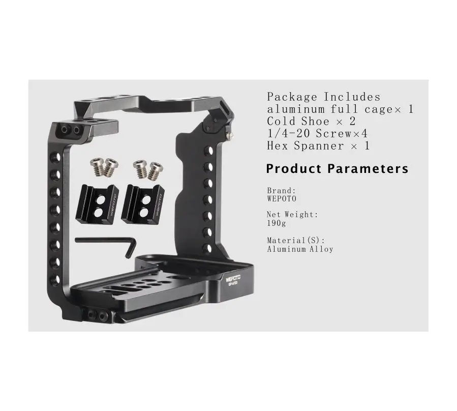 Gaiola da câmera de wepoto para sony alpha 7s iii/a7s iii/a7s3-1002