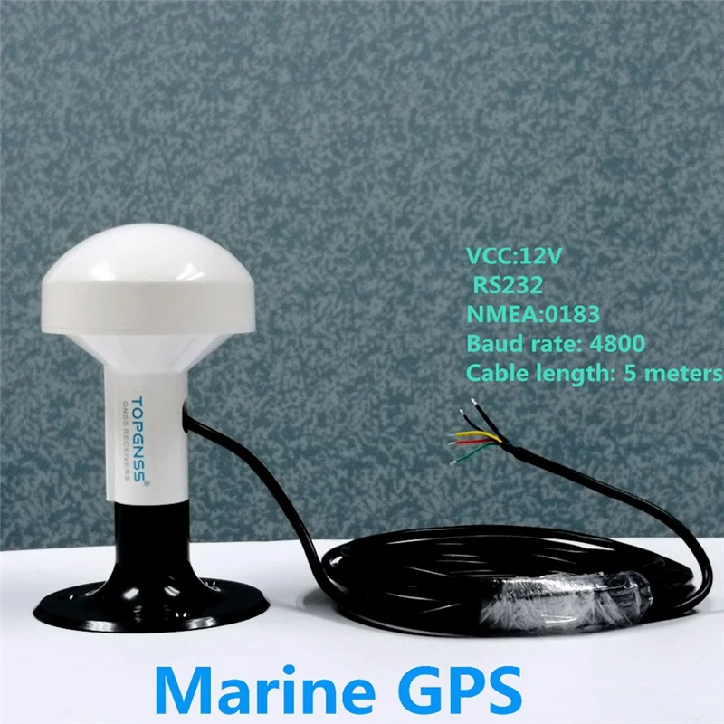 Kualitas! RS232 GPS Marine GPS Penerima Antena Modul NMEA 0183 Baud Rate 4800 Tegangan 12V Kabel 5 Meter