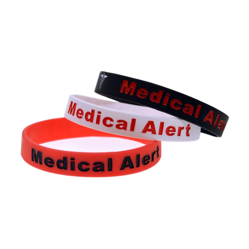 50 Pcs EPILEPTIC Medical ID Silicone Wristband for Quick Emergency Identification Adult Size