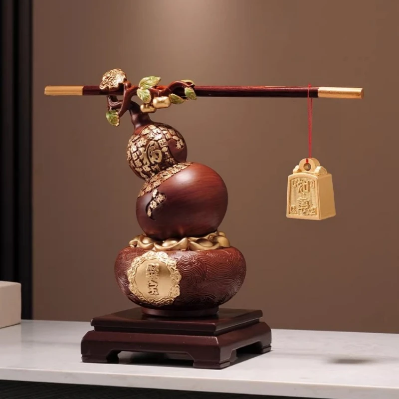 

New Chinese Style Auspicious Gourd Ornament Living Room Home Decor Handcrafted Feng Shui Gift for Office Desktop Figurines