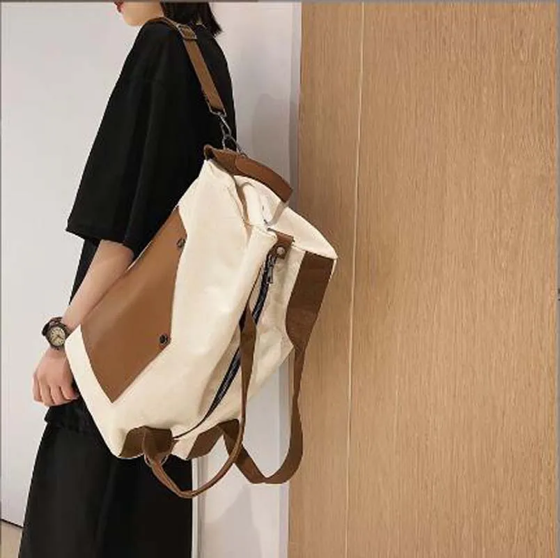 2025 Fashion Designer Canvas Travel Backpack Women Large Capacity Shoulder Bags Handbag Ladies Casual Light Totes Crossbody Bag