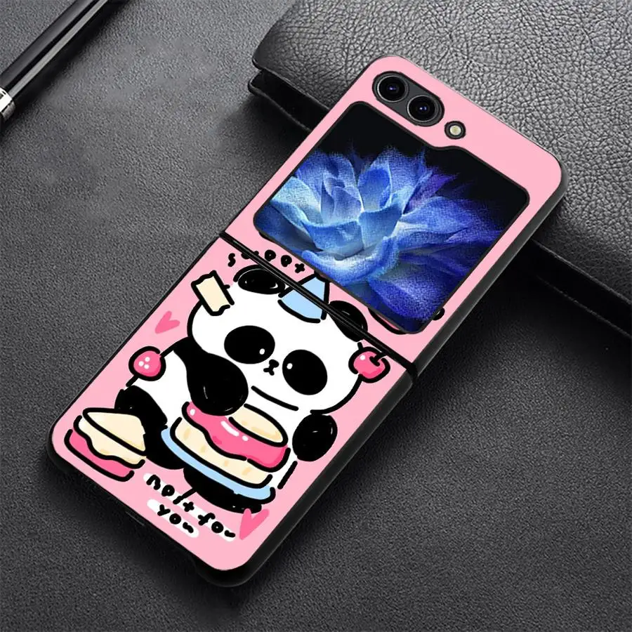 Birthday Panda Cartoon Phone Cover Case for Samsung Galaxy Z Flip 8 Flip7 FE Flip4 Flip5 Z Flip 7 6 5 4 3 Flip6 Flip3