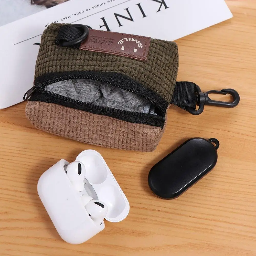 Mini Corduroy Earphone Bag Montage Corduroy Headphone Pouch Portable Zipper Earphone Zipper Storage Bag Cosmetics Case