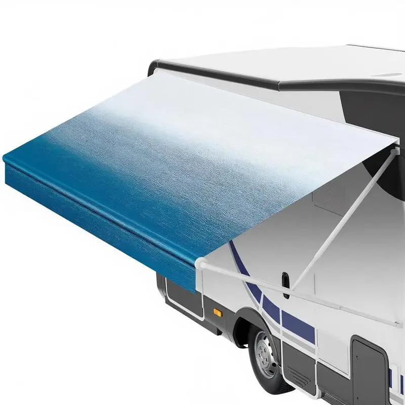 

RV Vinyl Canopy Replacement 17'2" Fabric for 18' Awning, Camper Trailer Motorhome, 3-Ply 16oz PVC Heavy Duty Material Blue Fade Design
