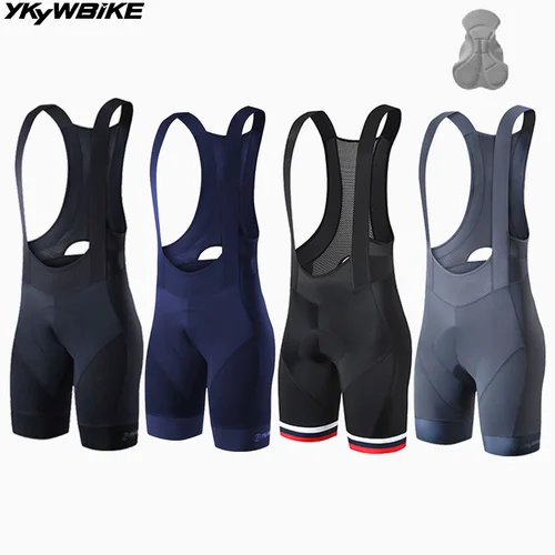 Ykywbike-pantalones cortos con pechera para ciclismo para hombre, ropa para exteriores, medias acolchadas con pechera para montar en bicicleta, ropa de ciclismo de secado rápido