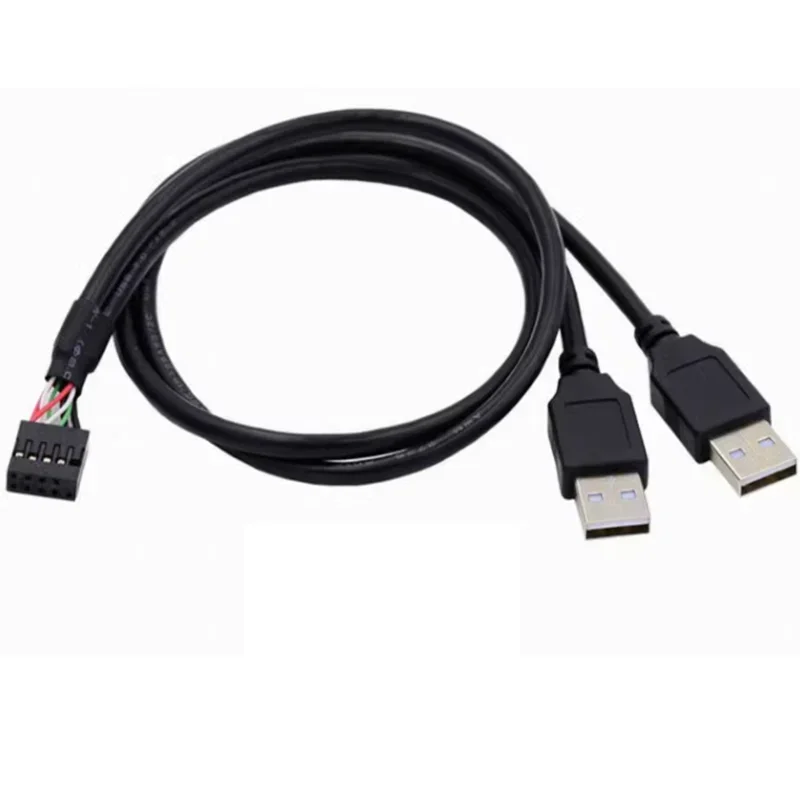 PC Motherboard USB2.0 9Pin Female to Dual A USB Male Splitter Data SHORT Cable 24AWG Wire For USB Device External to Internal