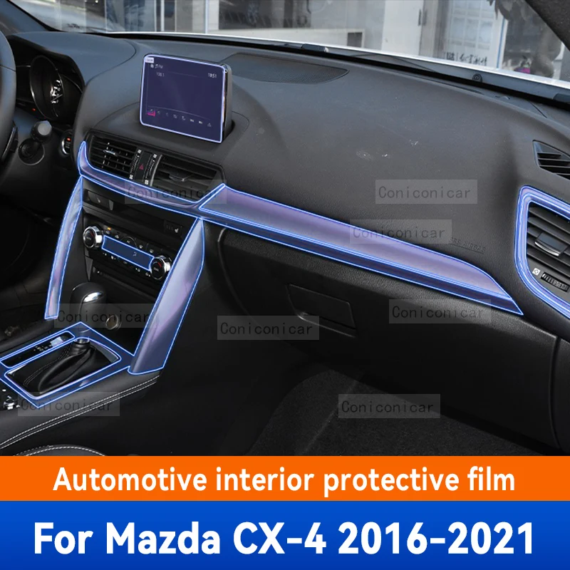 

For MAZDA CX-4 2016-2021 2020 Car Interior Center Console GearBox Panel Navigation Transparent TPU Protective Film Anti-scratc