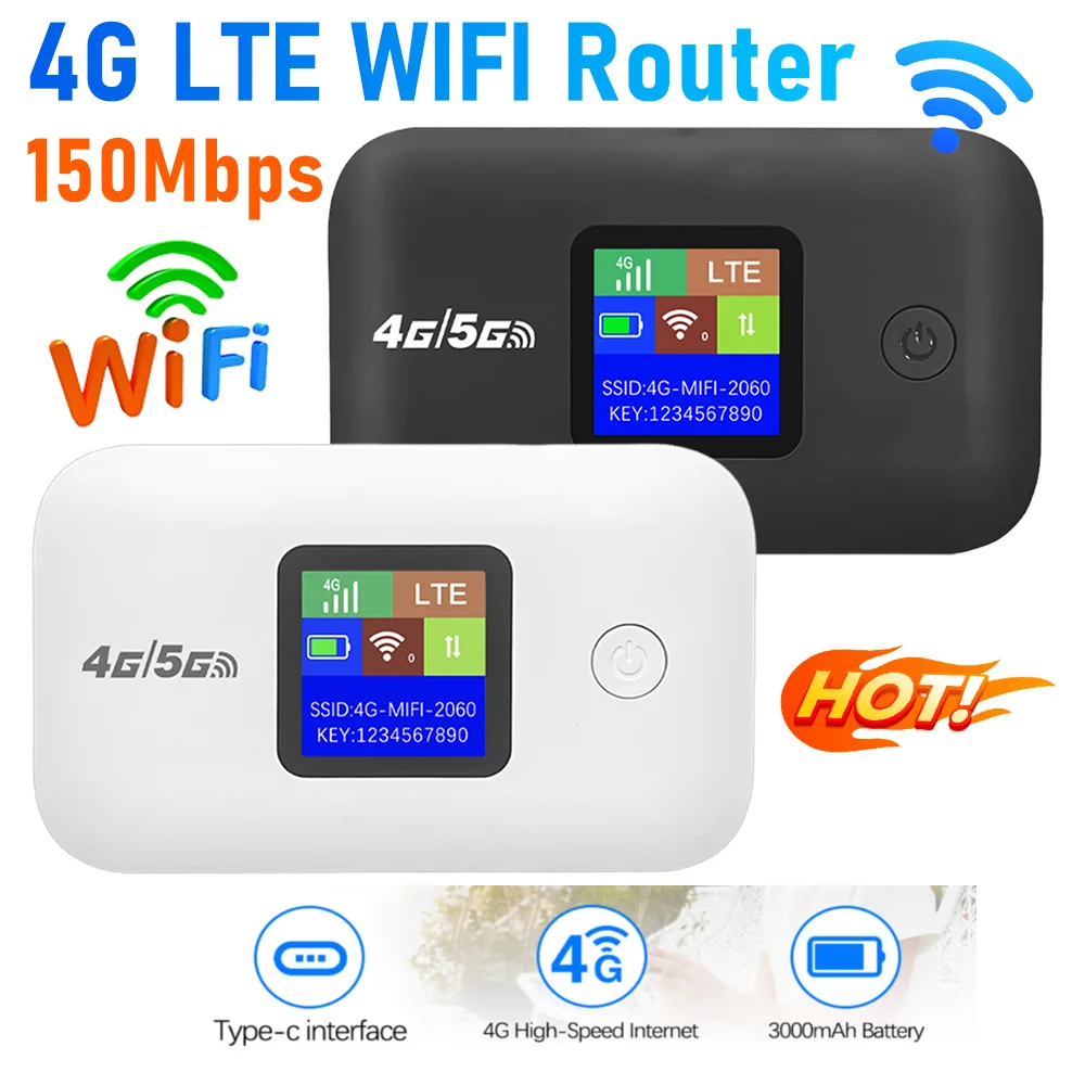 

NEW 4G LTE Mobile WIFI Router 150Mbps Wireless Router Portable MiFi Modem WiFi Hotspot with Sim Card Slot Wifi for Home Office