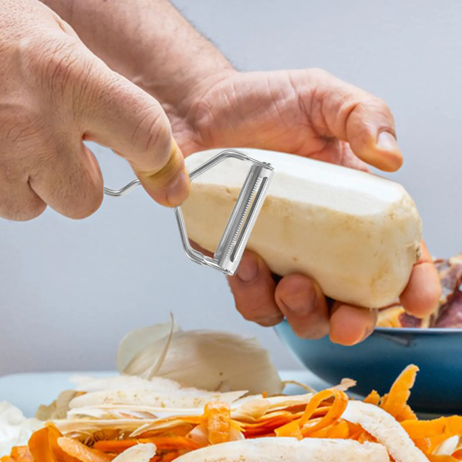 

2-in-1 Stainless Steel Dual-Sided Vegetable Peeler Fruit Shredder Multifunctional Tool for Potatoes Carrots Cucumbers Mango