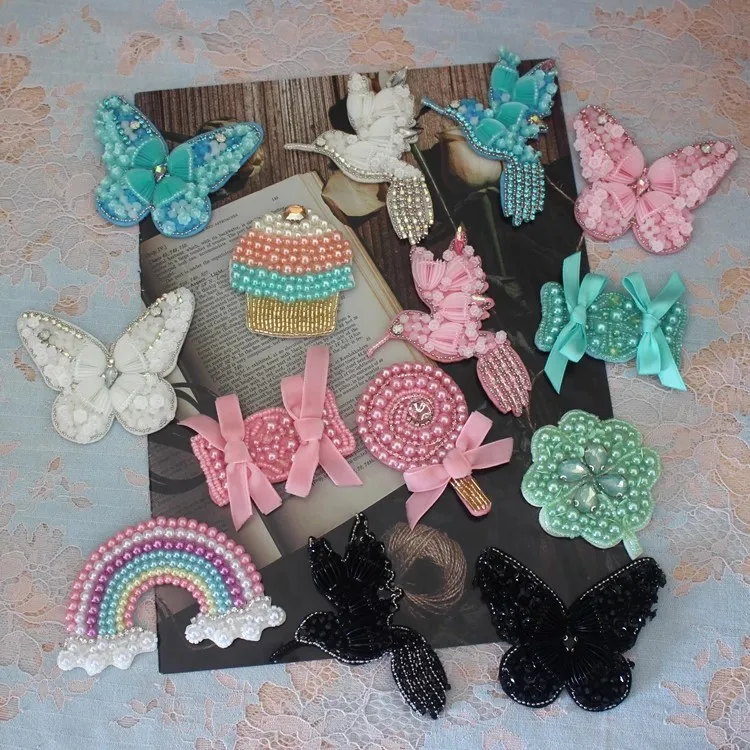 High-end hand-stitched sequins butterflies, four-leaf rainbow butterflies, clothing decoration,DIY accessories