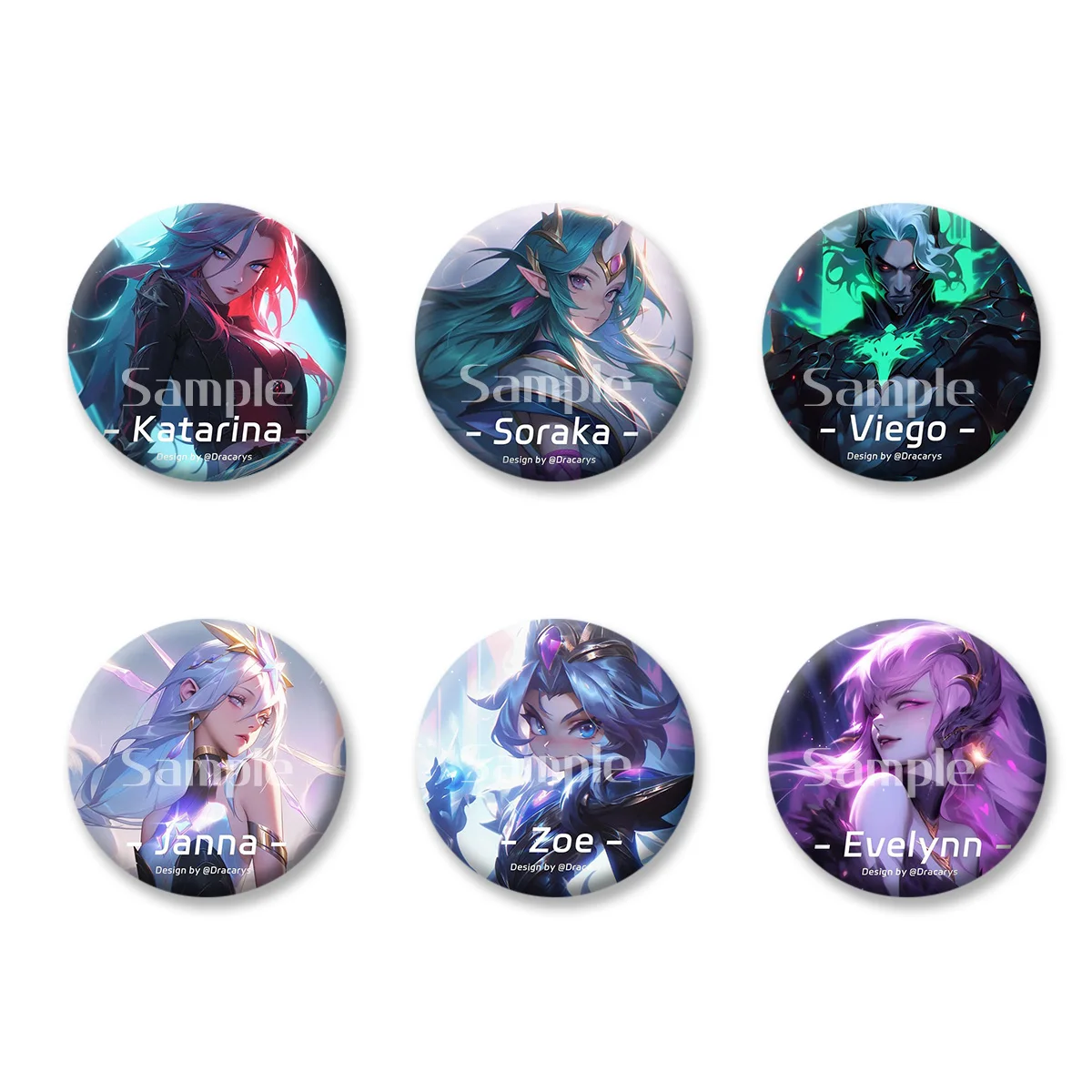 

LOL Role Katarina Soraka Zoe Janna Flash Badges Button PinsBrooch Keychains Makeup Mirror Fridge Magnet Gift for Kids Friends