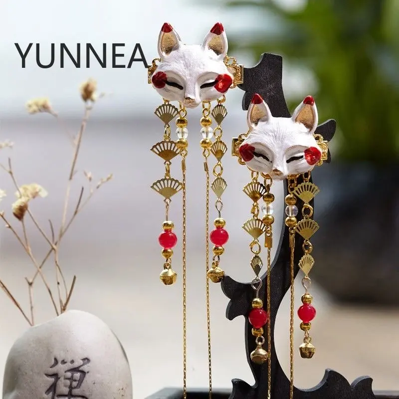 Japanese Anime Women Hair Headdress Fox Kawaii Tassel Step Shake Hairpin Cosplay Props Girl Clothing Accessories