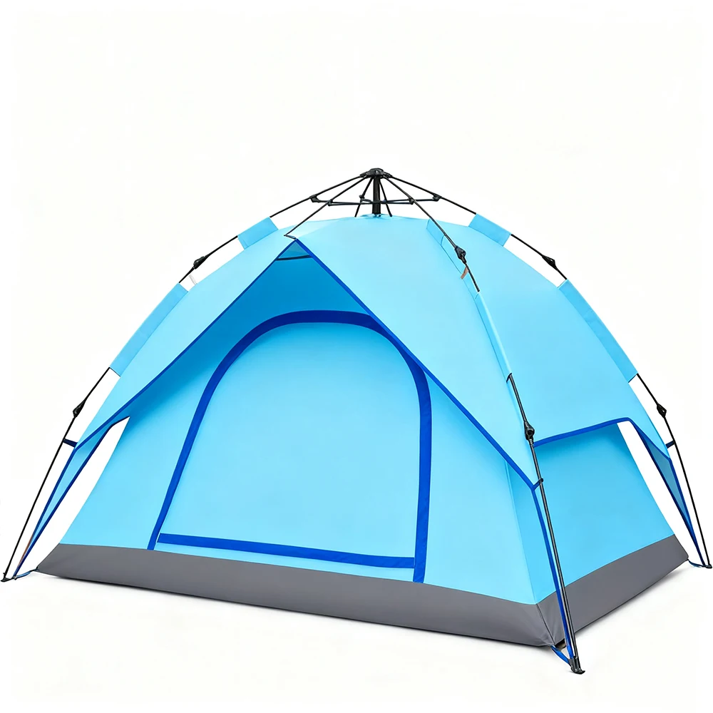 خيمة تخييم منبثقة أوتوماتيكية خفيفة للغاية مخصصة من STLF مقاومة للماء للسفر في الهواء الطلق تتسع لـ 3-4 أشخاص #5