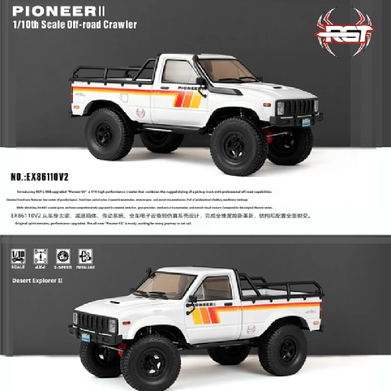 Ruitai RGT EX86110V2 1/10 Pioneer Simulation Remote Control Electric Pickup RC Car Off road Climbing Vehicle Model For RC Fans