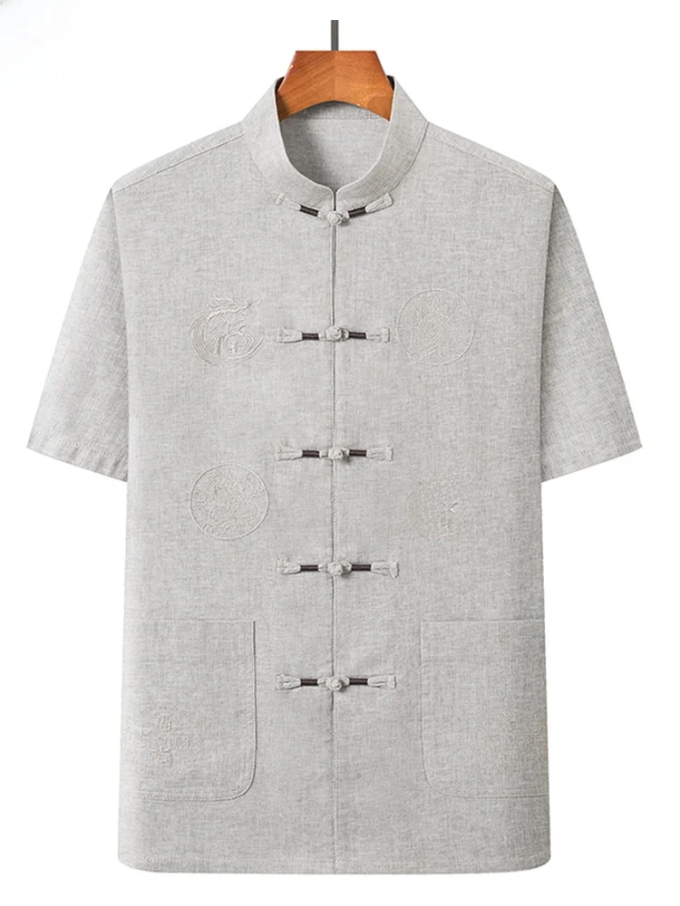 

Летний повседневный комплект TUCANO из тонкой полиэстеровой ткани с вышивкой, в китайском этническом стиле, для мужчин