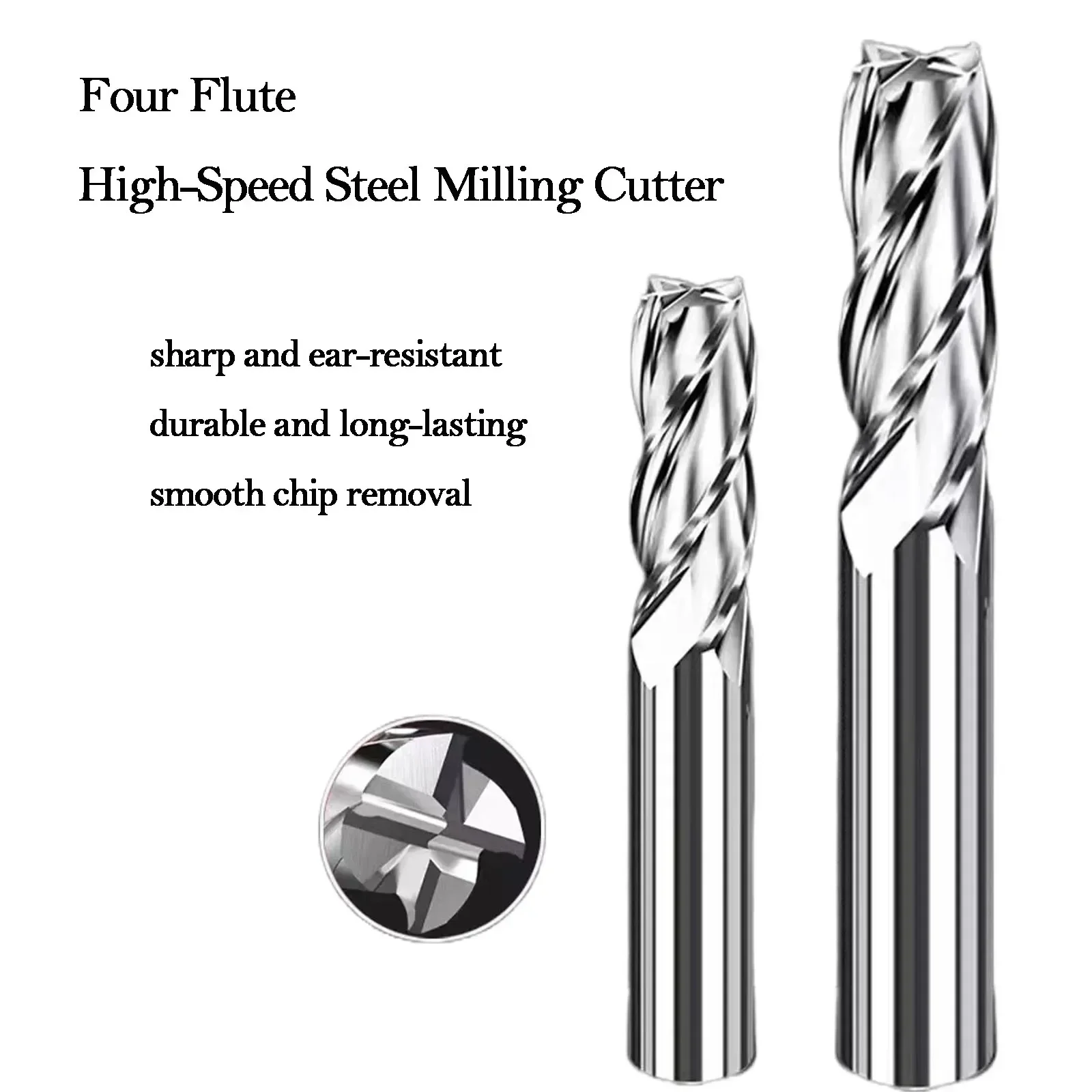 HRC35° 2-25mm HSS End Mill Cutter Set 4 Flutes Extra Long Aluminum Non-Ferrous Metal CNC Cutting Tool 8mm 10mm 12mm14mm 18mm