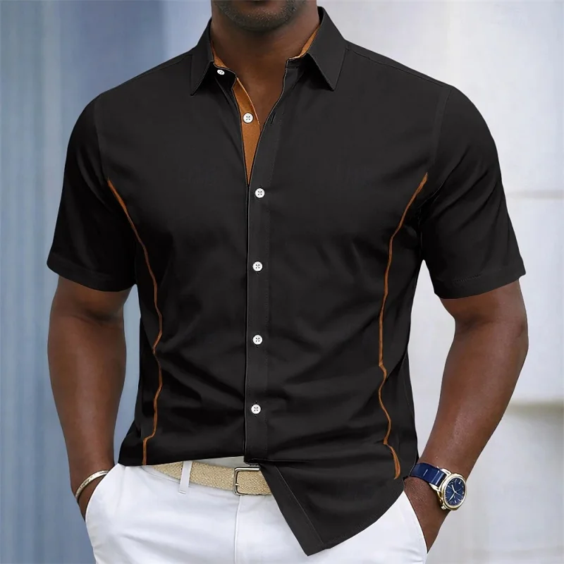 

Spring and Autumn New Men's Shirt Business Shirt Fashion Detail Design Slim fit High quality Casual Men's Short sleeved Shirt