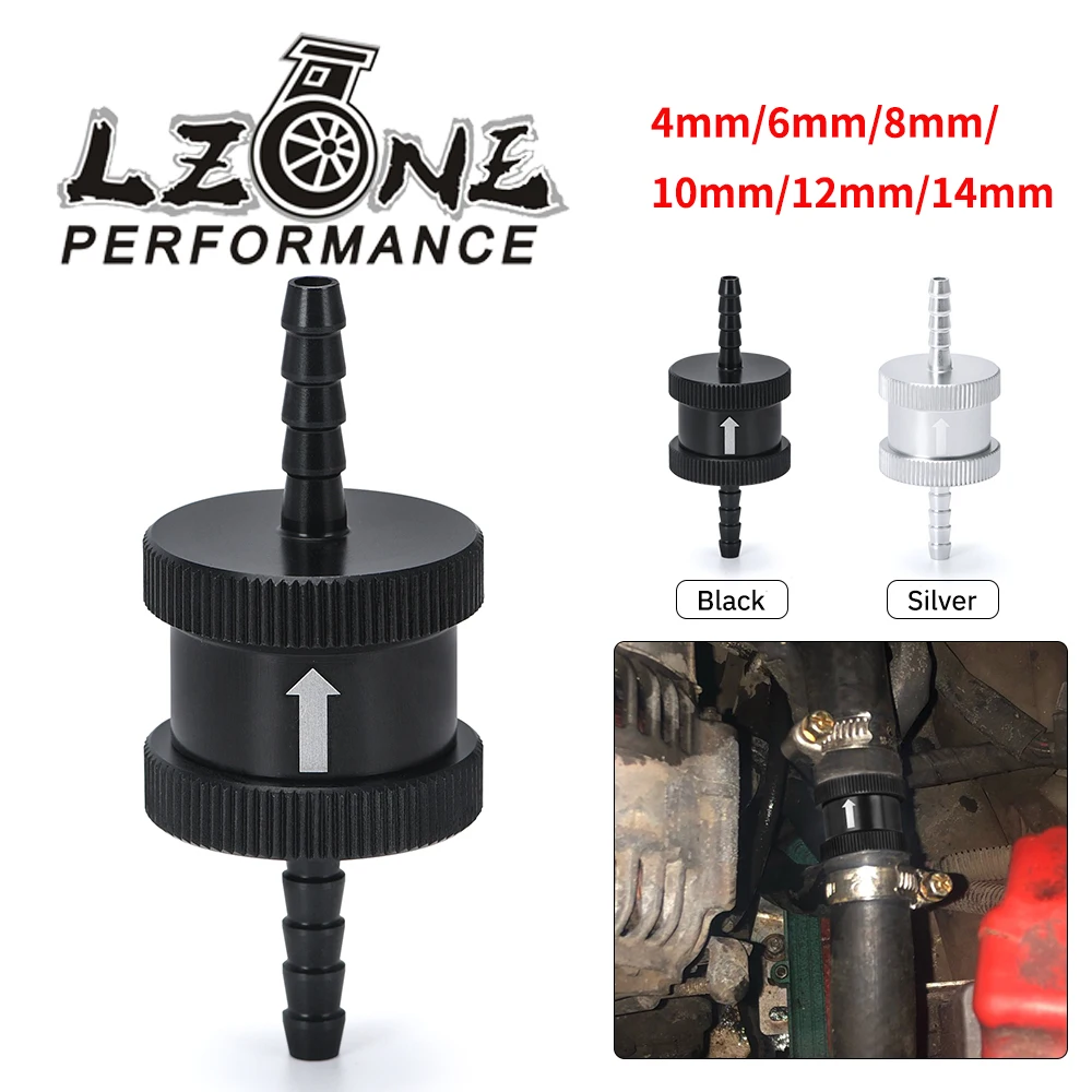 6 Size 4MM / 6MM / 8MM / 10MM / 12MM / 14MM Non Return One Way Fuel Check Valve Aluminum Alloy Petrol Diesel