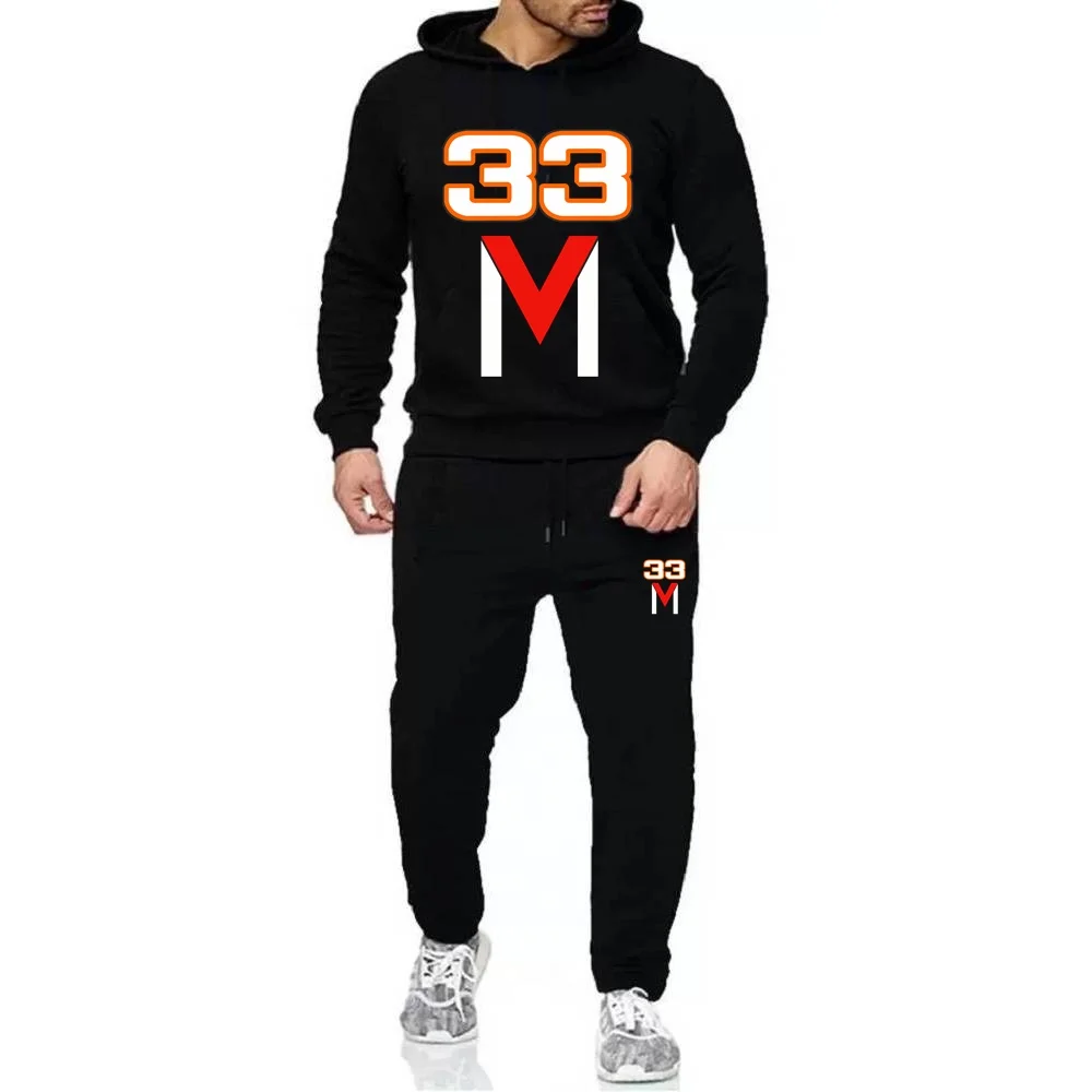 Men 2Pcs Sets Fleece Hoodies And Sweat Pants Set M33 Maxs Car F1 33M Car Track Suit Sportswear Unisex Ensemble Homme S-XXXL