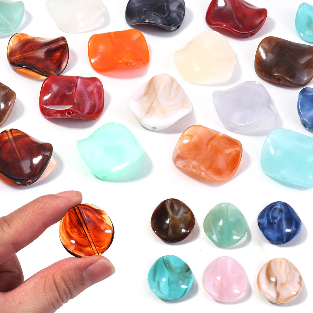 

24.5mm Imitation Stone Beads Irregularity Shape Acrylic Spaced Beads For Decoration Making DIY Charms Accessories