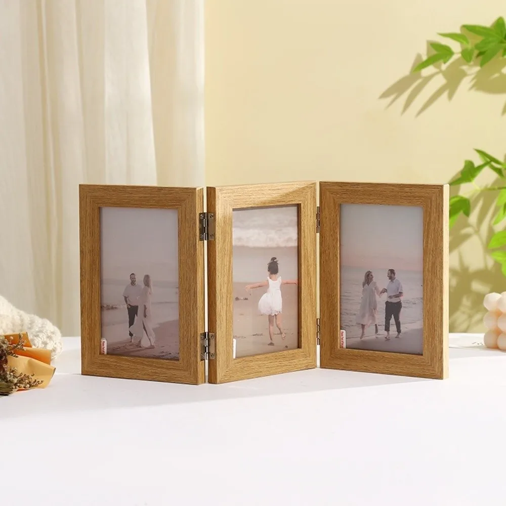 Creative Rectangular Folding Photo Frame Modern Simple Durable Picture Frame Ornaments Triplex Frame Desktop Picture Frame Gifts