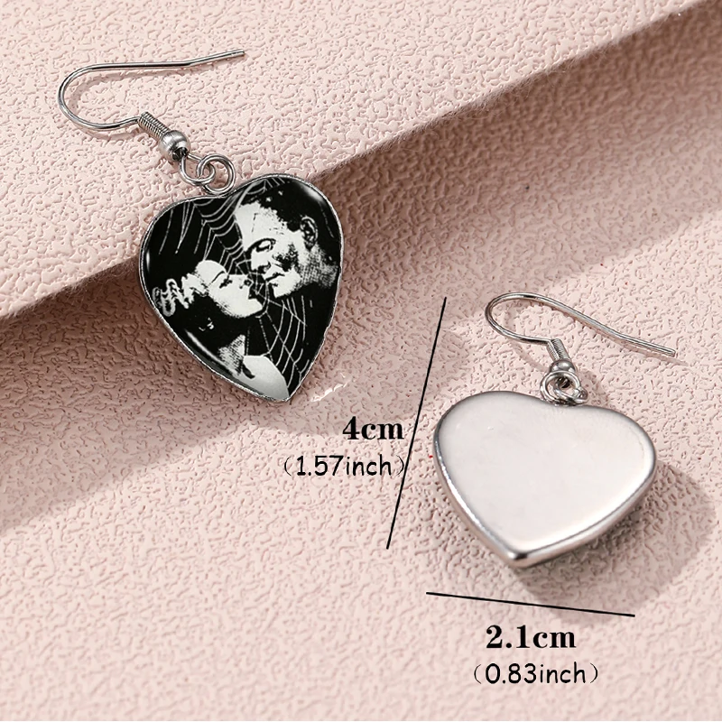 2024 New Frankenstein\'s Monster Dangle Earring Heart Shaped Earrings Handmade Glass Dome Jewelry