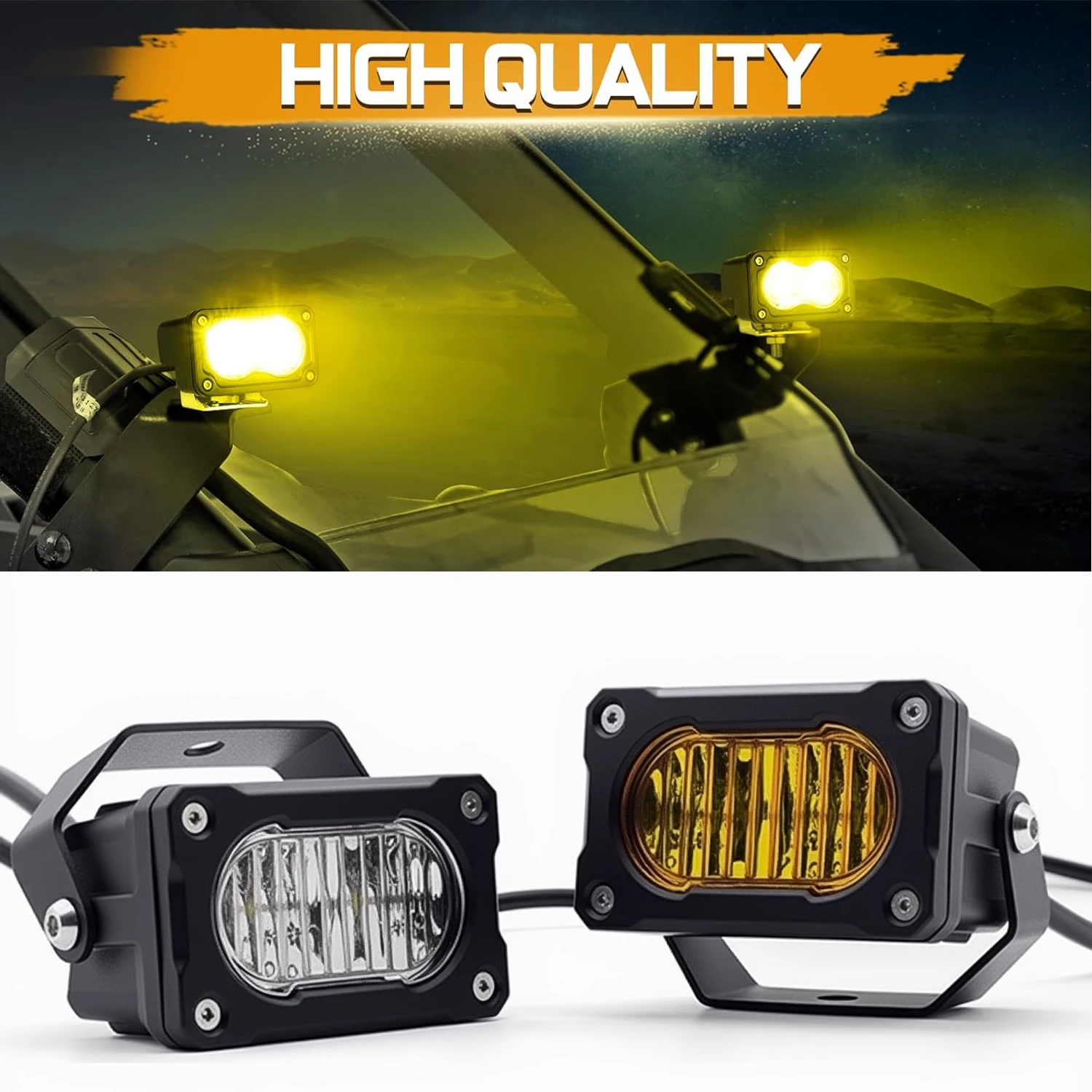 3 Inch Cube LED Light Pods 40W White Amber Driving Fog Lights Off Road Bumper Grille Backup Reverse Lights for Truck Pickup ATV