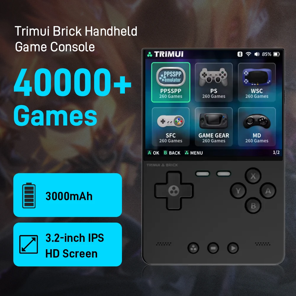 

TRIMUI BRICK Handheld Game Console with 40000+ Games Open Source Linux OS 3.2 Inch HD Screen Portable Video Game Player for Kids
