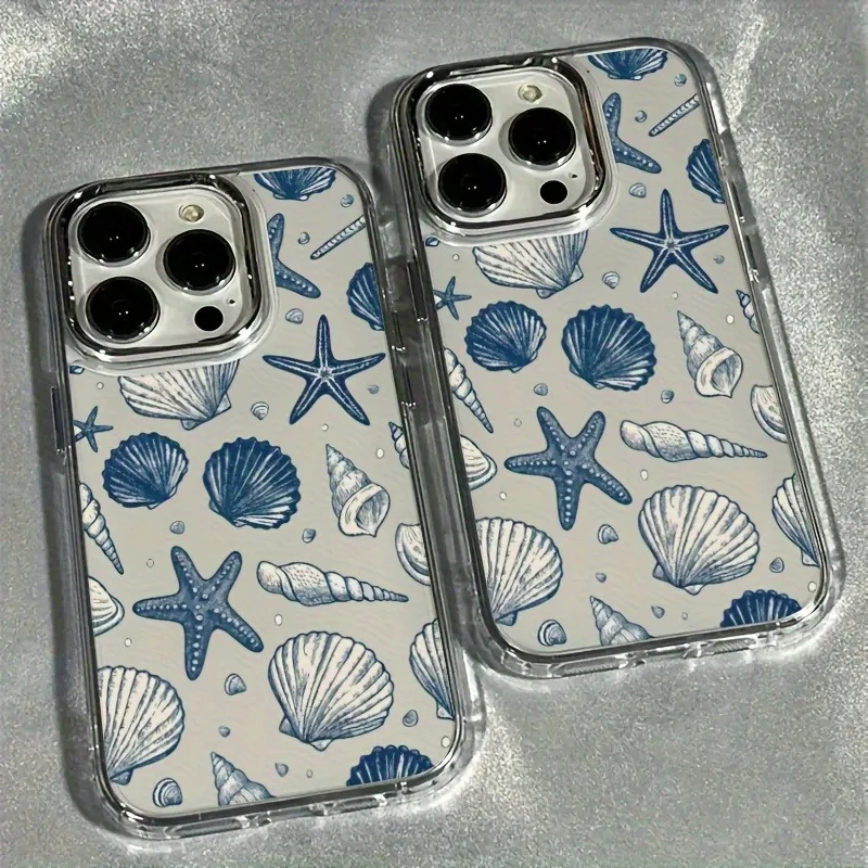 

Blue Shell Ocean Star TPU Protective Case For iPhone 17 Pro Max 16 15 14 13 12 11 XS X XR 7 8 16 Plus 17E Shockproof Clear Cover