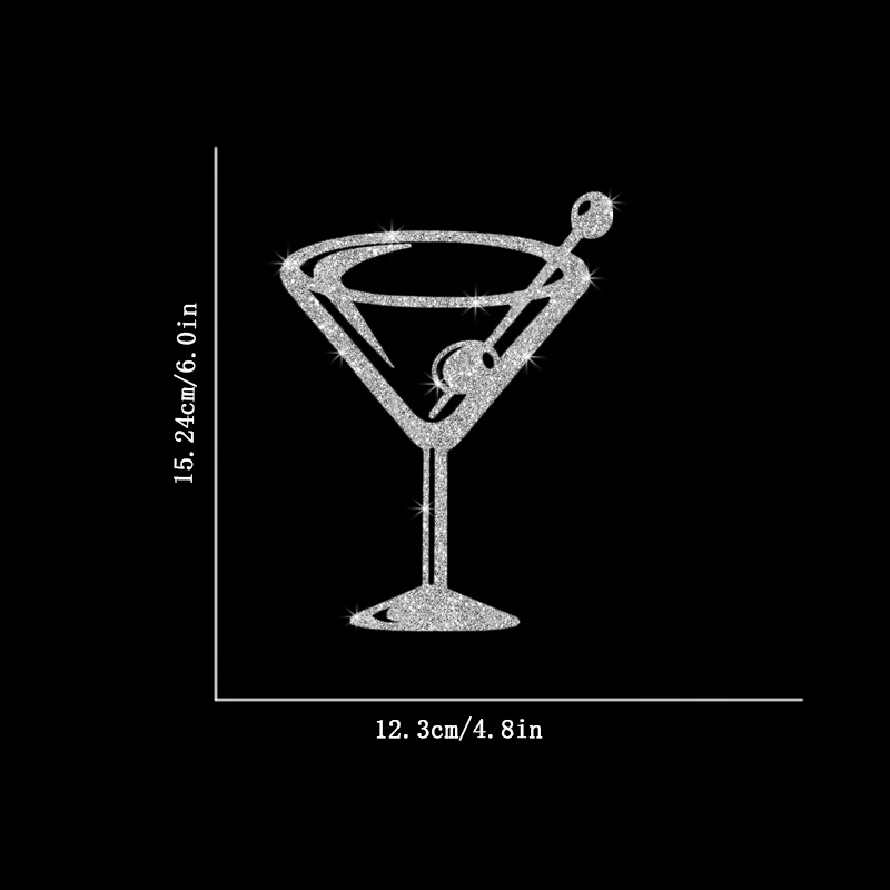Martini Cocktail Glass Alcohol Vinyl Decal Sticker for Home Office Decor, Shiny Bright Sticker, Wall Sticker