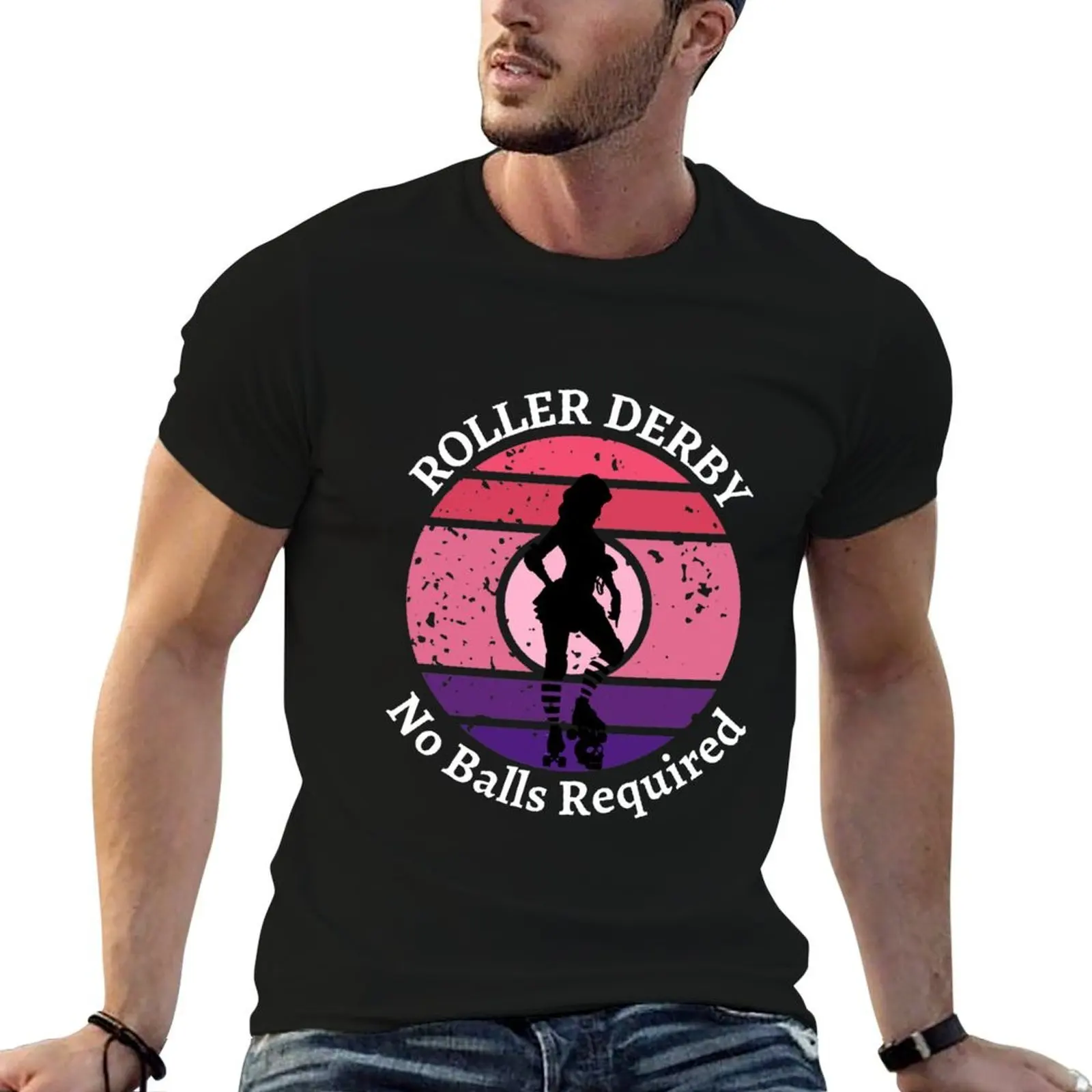 ROLLER DERBY NO BALLS REQUIRED T-Shirt man t shirt cotton t shirt men 100% cotton luxury brand T-Shirt