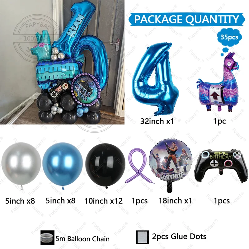 لعبة فيديو Fortnitions Boy أول حفلة عيد ميلاد الديكور الكرتون الألبكة اللاما استحمام الطفل الاطفال المفضلة لوازم الحفلات 2025