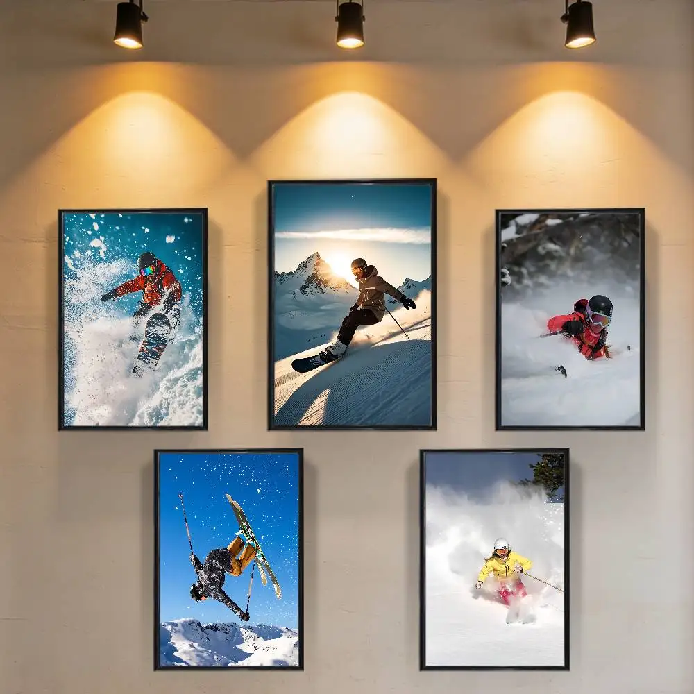 

cool Mountain skiing Poster Trendy Wall Art For Coffee Office Bar Decoration Best Gift Good Sticker Printed On PP Paper